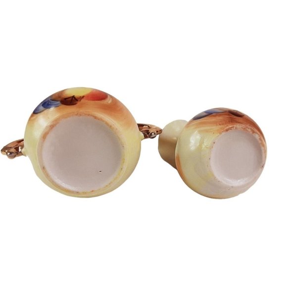 Vintage Enesco Porcelain Creamer and Sugar Bowl Set Hand Painted Fruit Design/GC - Picture 9 of 9